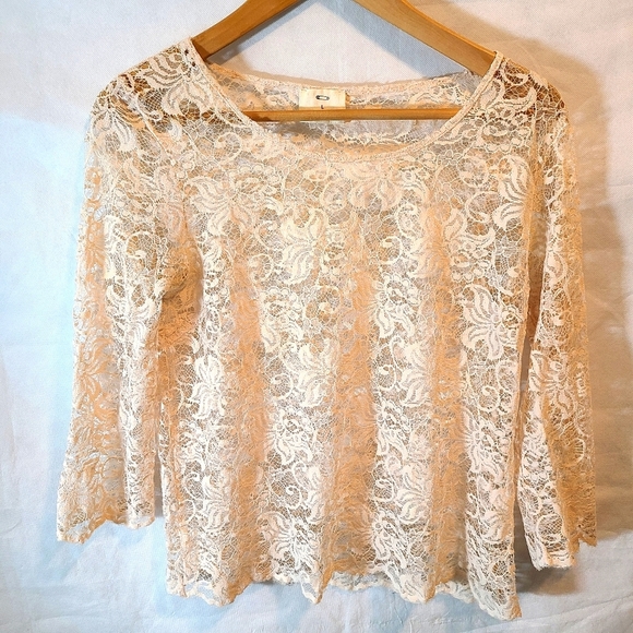 Anthropologie Tops - Anthropologie Pins And Needles Lace Sheer Blouse